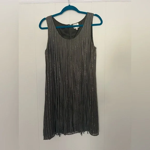 Parker Fringe & Sequin olive dress - Picture 1 of 4
